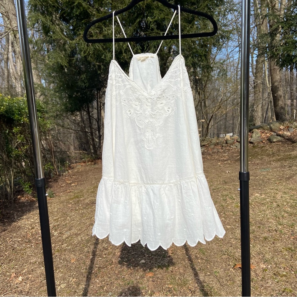 Anthropologie long white floral top